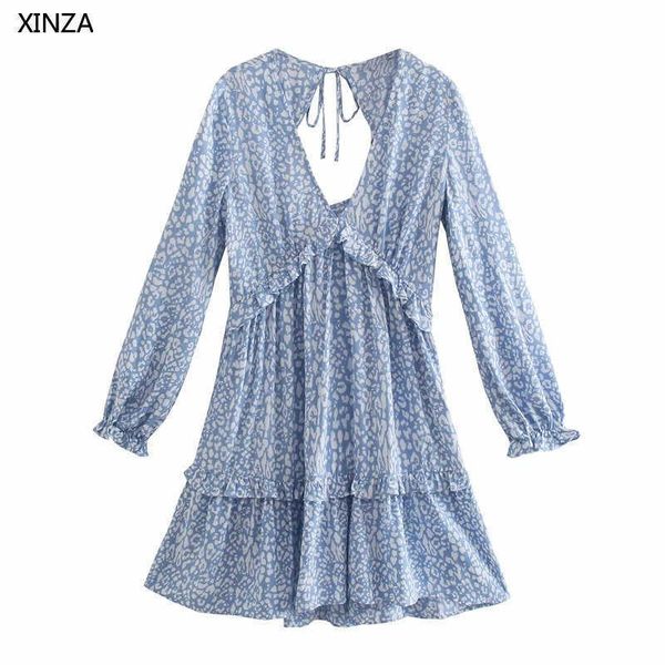 casual dresses animal print spring women vintage long sleeve ruffle backless mini blue dress woman chic party 9cr3, Black;gray
casual dresses animal print spring women vintage long sleeve ruffle backless mini blue dress woman chic party 9cr3, Black;gray