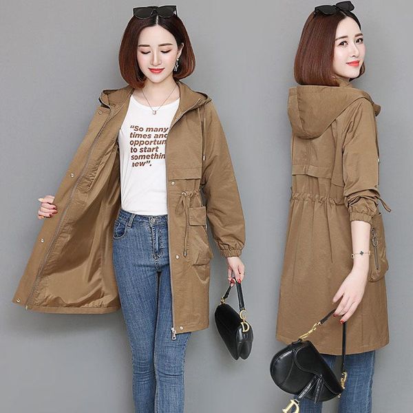 women's trench coats spring autumn windbreaker women coat loose casual hooded mid-length ladies female plus size outerwear top, Tan;black
women's trench coats spring autumn windbreaker women coat loose casual hooded mid-length ladies female plus size outerwear top, Tan;black
