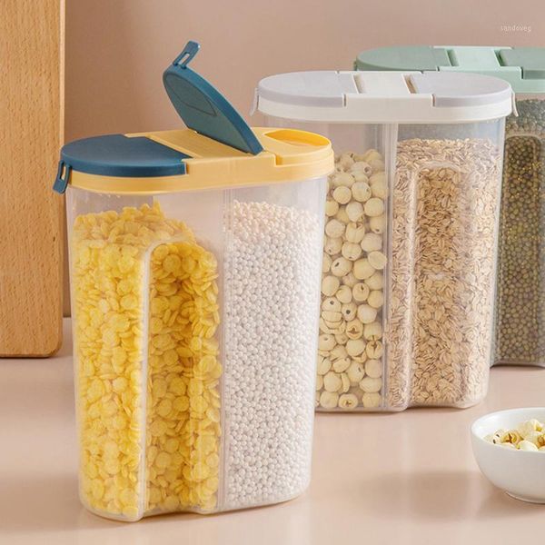kitchen storage container organizer pasta grains plastic box transparent two grids fresh-keeping sealed bottles & jars
kitchen storage container organizer pasta grains plastic box transparent two grids fresh-keeping sealed bottles & jars