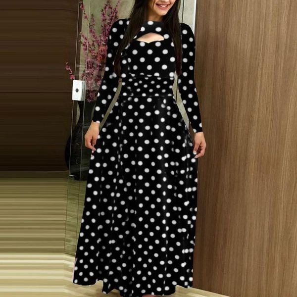 casual dresses women polka dot print maxi dress autumn long sleeve boho ladies hollow out robe vestidos evening party, Black;gray
casual dresses women polka dot print maxi dress autumn long sleeve boho ladies hollow out robe vestidos evening party, Black;gray