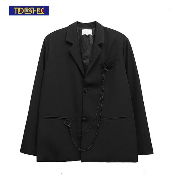 men's suits & blazers summer spring 2021 man suit jacket quality casual male men blazer black streetwear coat with ornaments, White;black
men's suits & blazers summer spring 2021 man suit jacket quality casual male men blazer black streetwear coat with ornaments, White;black