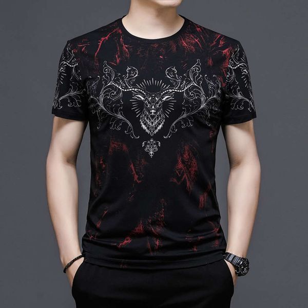 2021 summer men's round neck printed short sleeve t-shirt fashion casual, White;black
2021 summer men's round neck printed short sleeve t-shirt fashion casual, White;black