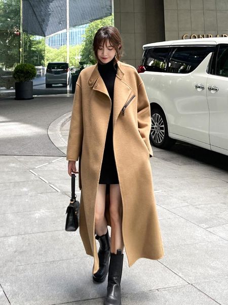 women's wool & blends double sided cashmere coat 2021 winter high-end temperament loose and thin knee classic, Black
women's wool & blends double sided cashmere coat 2021 winter high-end temperament loose and thin knee classic, Black