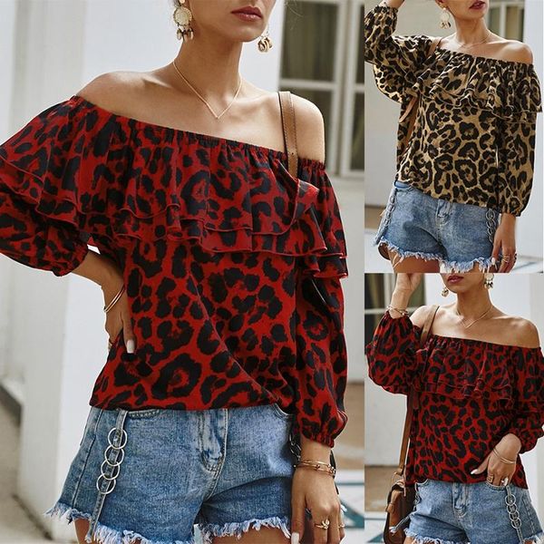 women beach bohemian leopard print off the shoulder ruffle long sleeve blouse women's blouses & shirts, White
women beach bohemian leopard print off the shoulder ruffle long sleeve blouse women's blouses & shirts, White
