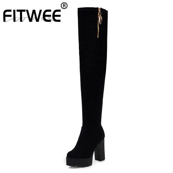 boots fitwee plus size 33-48 arrival winter over the knee platform square heels zipper shoes woman warm botas, Black
boots fitwee plus size 33-48 arrival winter over the knee platform square heels zipper shoes woman warm botas, Black