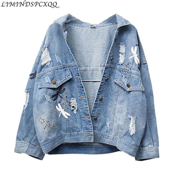 plus size women loose cotton denim jacket section fashion embroidery pattern lapel blue autumndenim coat for woman jeans women's jacket, Black;brown
plus size women loose cotton denim jacket section fashion embroidery pattern lapel blue autumndenim coat for woman jeans women's jacket, Black;brown