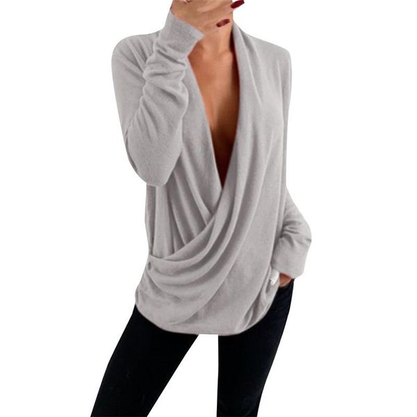 women's t-shirt fashion v neck fold low open front t shirt long sleeve for women 2021 full autumn winter casual streetwear, White
women's t-shirt fashion v neck fold low open front t shirt long sleeve for women 2021 full autumn winter casual streetwear, White