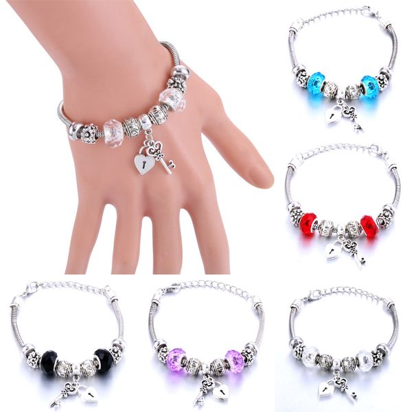 antique original heart-shaped key lock charm bracelets for women glass beads brand bracelet & bangle diy jewelry gifts, Golden;silver
antique original heart-shaped key lock charm bracelets for women glass beads brand bracelet & bangle diy jewelry gifts, Golden;silver