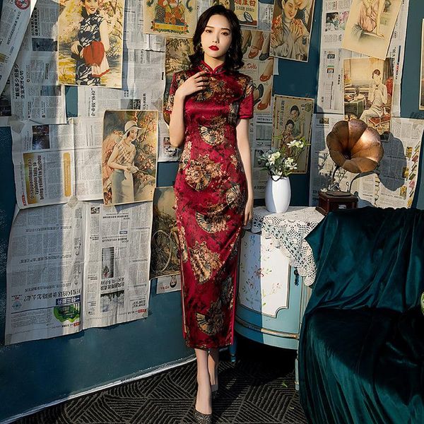 ethnic clothing chinese traditional costumes floral print cheongsam women tight bodycon high split qipao vestidos, Red
ethnic clothing chinese traditional costumes floral print cheongsam women tight bodycon high split qipao vestidos, Red