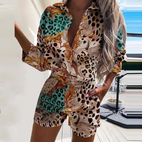 women's two piece pants single-breasted fabulous leopard print women outfits loose suit pockets for autumn, White
women's two piece pants single-breasted fabulous leopard print women outfits loose suit pockets for autumn, White