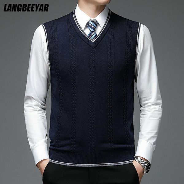 men's vests autum fashion brand solid 6% wool pullover sweater v neck knit vest men trendy sleeveless casual clothing, Black;white
men's vests autum fashion brand solid 6% wool pullover sweater v neck knit vest men trendy sleeveless casual clothing, Black;white