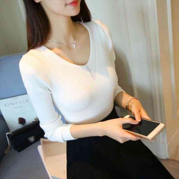 fall fashion collar female long womens sweater sleeved v slim shirt sleeve head stretch coat, White;black
fall fashion collar female long womens sweater sleeved v slim shirt sleeve head stretch coat, White;black