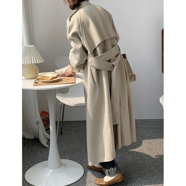 women's wool & blends women woolen coat autumn windbreaker 2021 winter fashion korean lapel loose long streetwear outerwear cardigan, Black
women's wool & blends women woolen coat autumn windbreaker 2021 winter fashion korean lapel loose long streetwear outerwear cardigan, Black