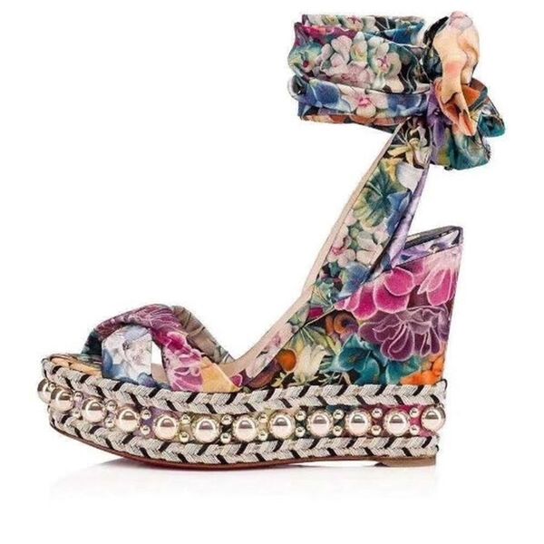 carpaton fashion flower printed lace-up wedge sandals woman open toe rivets studded platform heels summer gladiator shoes 220312, Black
carpaton fashion flower printed lace-up wedge sandals woman open toe rivets studded platform heels summer gladiator shoes 220312, Black