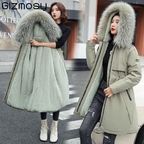 women's down & parkas gizmosy cotton jacket women winter 2021 warm thick fleece hooded fur liner female solid loose casual long coat ou, Black
women's down & parkas gizmosy cotton jacket women winter 2021 warm thick fleece hooded fur liner female solid loose casual long coat ou, Black