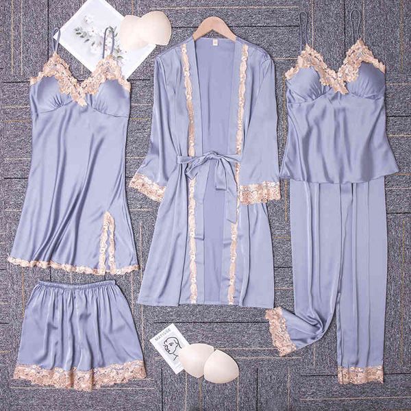 yaoting five piece satin pajamas women's autumn trousers outer robe hanging belt nightdress with chest cushion bathrobe home clothes wo, Black;red
yaoting five piece satin pajamas women's autumn trousers outer robe hanging belt nightdress with chest cushion bathrobe home clothes wo, Black;red