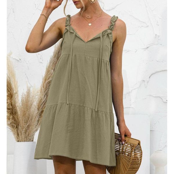 casual dresses 2021 women mini dress ruffles spaghetti strap v neck loose solid color female summer short red beach home, Black;gray
casual dresses 2021 women mini dress ruffles spaghetti strap v neck loose solid color female summer short red beach home, Black;gray