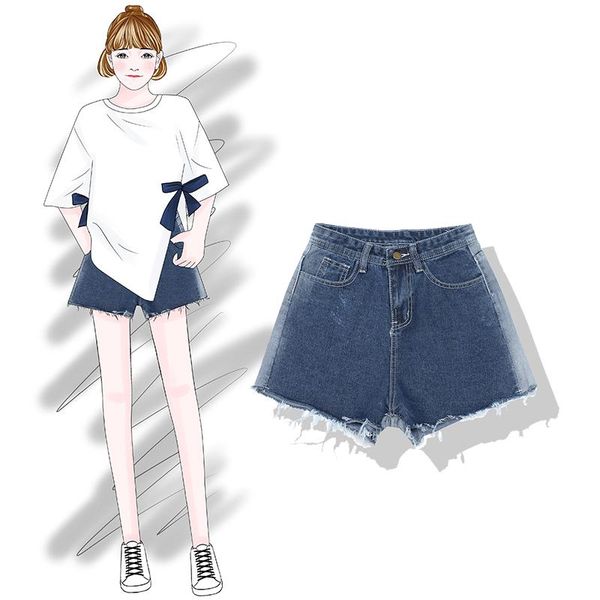 women's shorts 2021 fashion women retro high waist color matching jeans straight thin denim, White;black
women's shorts 2021 fashion women retro high waist color matching jeans straight thin denim, White;black