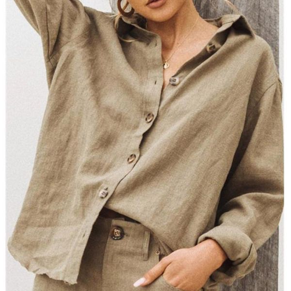 women's blouses & shirts linen cotton shirt elegant turn-down collar women long sleeve button solid blouse 2021 spring lady office loos, White
women's blouses & shirts linen cotton shirt elegant turn-down collar women long sleeve button solid blouse 2021 spring lady office loos, White