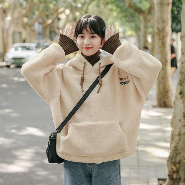 women's hoodies & sweatshirts hooded lamb wool women pullover sweatshirt warm solid long sleeve casual loose fleece hoodie winter femal, Black
women's hoodies & sweatshirts hooded lamb wool women pullover sweatshirt warm solid long sleeve casual loose fleece hoodie winter femal, Black