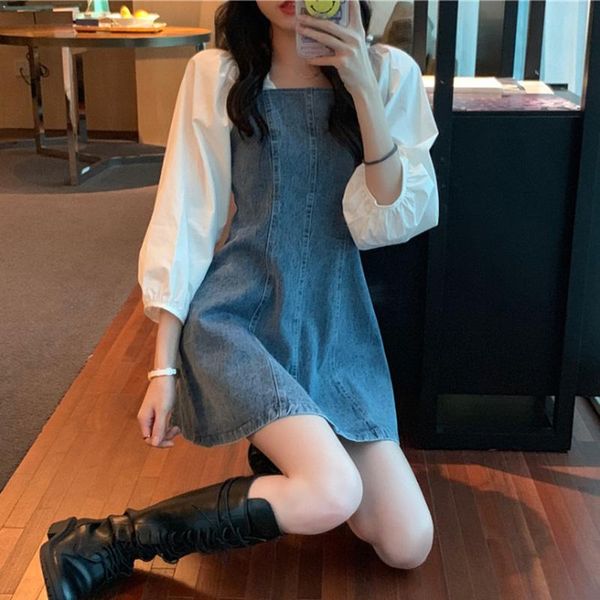 casual dresses spring autumn square collar puff sleeve women denim dress summer 2021 korean high waist patchwork preppy style white, Black;gray
casual dresses spring autumn square collar puff sleeve women denim dress summer 2021 korean high waist patchwork preppy style white, Black;gray