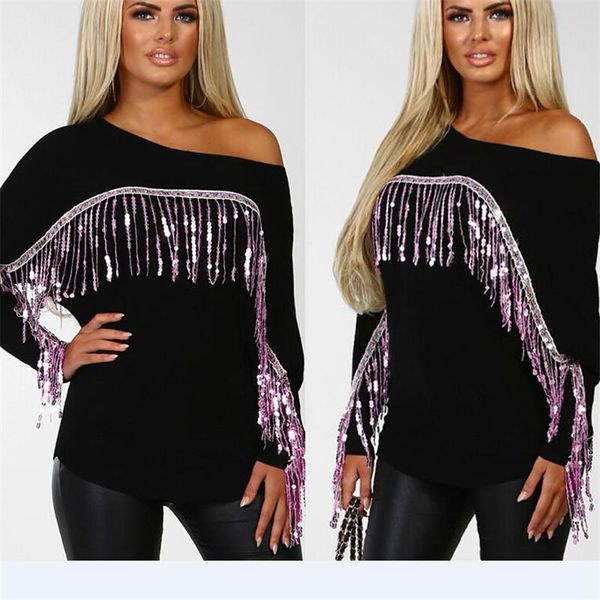 women's t-shirt loose oversize o neck long sleeve casual shirt tassel sequins feature fashion spring female, White
women's t-shirt loose oversize o neck long sleeve casual shirt tassel sequins feature fashion spring female, White