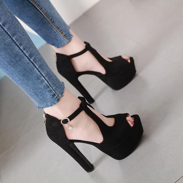 12cm high heel thick sandals gladiator women shoes heels, Black
12cm high heel thick sandals gladiator women shoes heels, Black