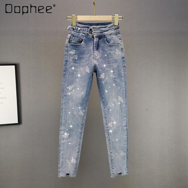 spring women's blue stretch jeans high waist slim rhinestone skinny pencil pants denim ladies
spring women's blue stretch jeans high waist slim rhinestone skinny pencil pants denim ladies