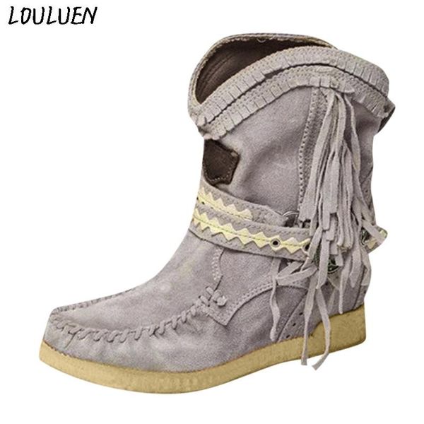 boots louluen 2021 women's fashion casual round toe rome retro fringe short ankle flat shoes roman laarzen bottes mujer, Black
boots louluen 2021 women's fashion casual round toe rome retro fringe short ankle flat shoes roman laarzen bottes mujer, Black