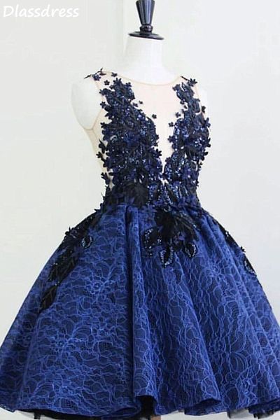 dark blue cocktail dress applique sequin laces a-line o-neck sleeveless mini short evening party dresses robes de soirée, Black
dark blue cocktail dress applique sequin laces a-line o-neck sleeveless mini short evening party dresses robes de soirée, Black