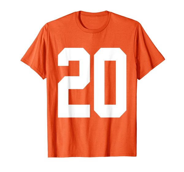 number 20 jersey style white print t-shirt, White;black