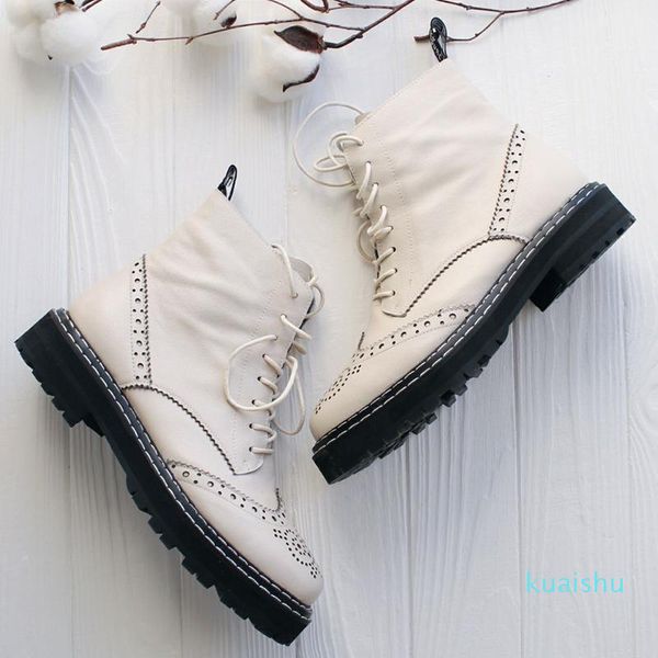 boots genuine leather women ankle embroider cowboy laces booties platform brogue shoes motorcycle chunky heel botas mujer, Black 
boots genuine leather women ankle embroider cowboy laces booties platform brogue shoes motorcycle chunky heel botas mujer, Black