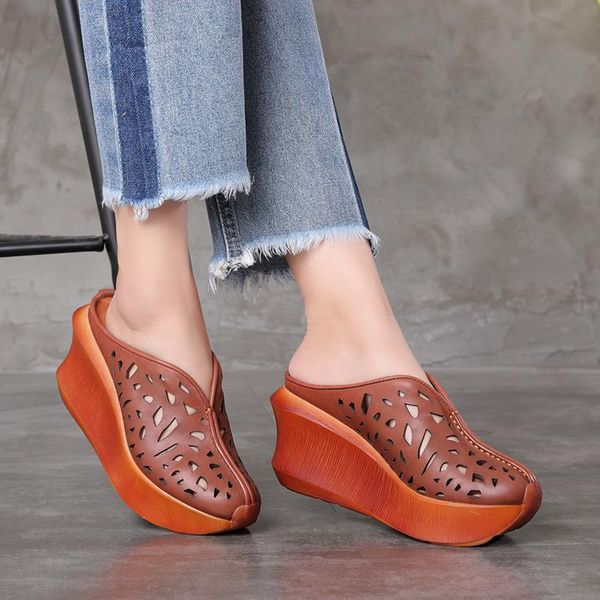 slide sandals women genuine leather female wedges cut out platform handmade comfortable slippers casual lady heeled shoes, Black
slide sandals women genuine leather female wedges cut out platform handmade comfortable slippers casual lady heeled shoes, Black