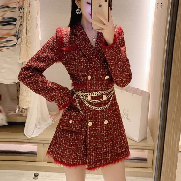 suits red tweed plaid double breasted blazer women thick long woolen suit coat autumn winter outerwear with chain belt bag kewu, White;black
suits red tweed plaid double breasted blazer women thick long woolen suit coat autumn winter outerwear with chain belt bag kewu, White;black