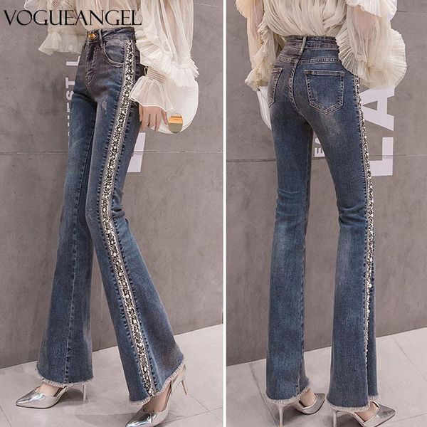summer women's stretch bell bottom trousers ladies slim stripe patchwork high waist fashion beading flared long pants jeans, Blue
summer women's stretch bell bottom trousers ladies slim stripe patchwork high waist fashion beading flared long pants jeans, Blue