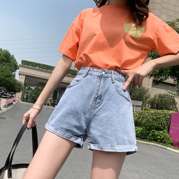 women's shorts high waist denim summer 2020 loose new korean a-line with student wide leg pants, White;black
women's shorts high waist denim summer 2020 loose new korean a-line with student wide leg pants, White;black