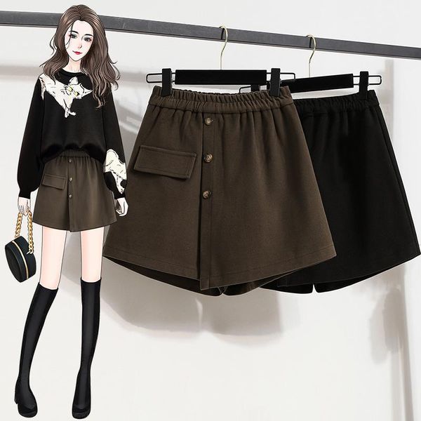 women's shorts fashion korean style autumn winter women woolen blend culottes ladies elastic waist wide leg short pants, White;black
women's shorts fashion korean style autumn winter women woolen blend culottes ladies elastic waist wide leg short pants, White;black