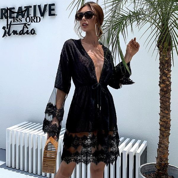casual dresses missord v neck long sleeve lace beachwear women summer dress female mini see through beach cover m0237, Black;gray
casual dresses missord v neck long sleeve lace beachwear women summer dress female mini see through beach cover m0237, Black;gray