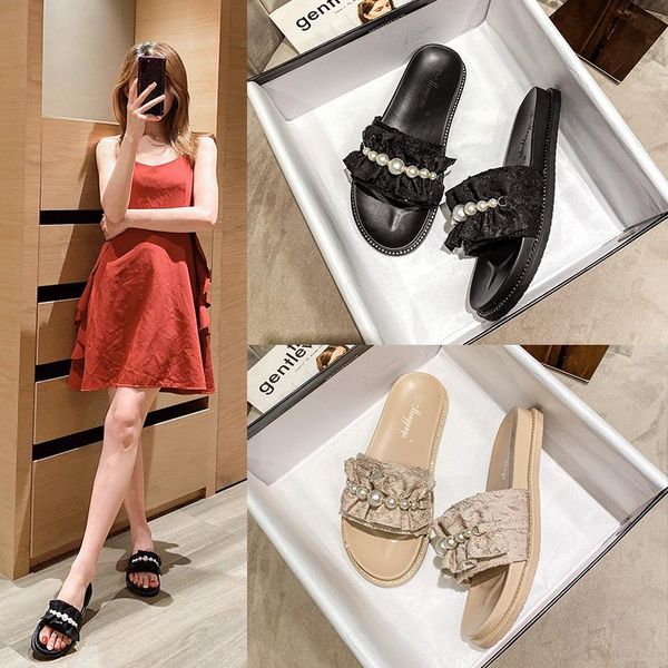 slippers 2021 korean style rubber sole non-slip beach sandals summer trend ruffles womens slides, Black
slippers 2021 korean style rubber sole non-slip beach sandals summer trend ruffles womens slides, Black