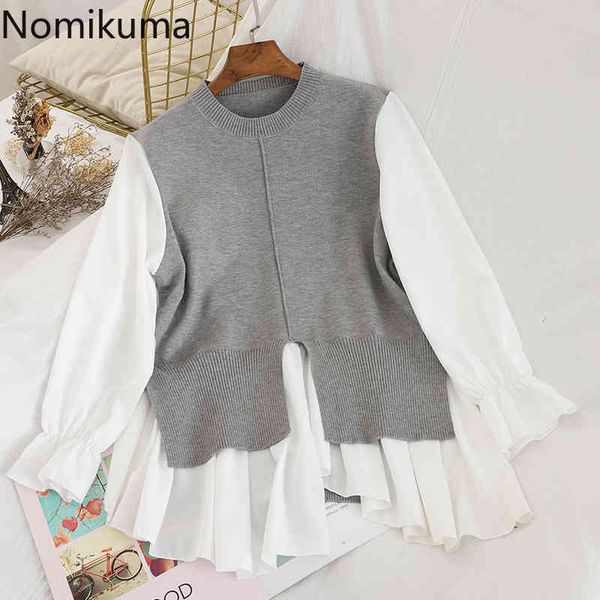 nomikuma fake two pieces irregular ruffle women knitwear autumn long sleeve patchwork o-neck pullover knitted 6c604 210427, White;black
nomikuma fake two pieces irregular ruffle women knitwear autumn long sleeve patchwork o-neck pullover knitted 6c604 210427, White;black