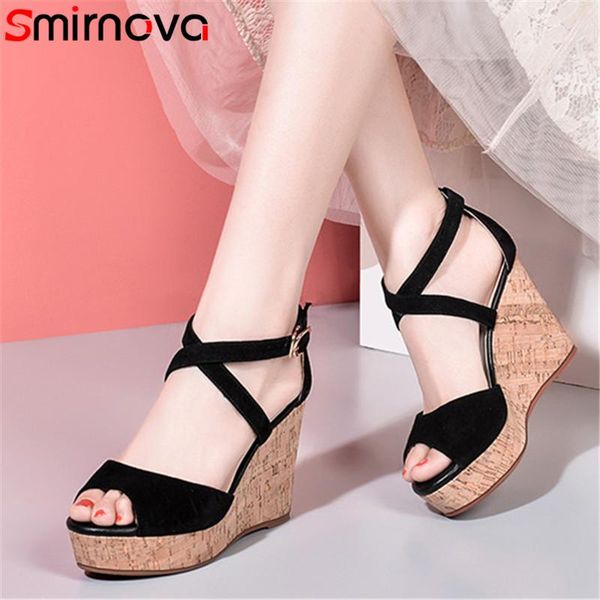 smirnova 2021 suede leather high heel wedges shoes women sandals buckle elegant casual party platform, Black
smirnova 2021 suede leather high heel wedges shoes women sandals buckle elegant casual party platform, Black