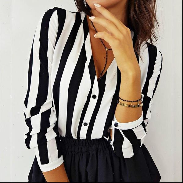 women blouses fashion v neck shirts blouse long sleeve stripe career shirt summer loose female elegant, White
women blouses fashion v neck shirts blouse long sleeve stripe career shirt summer loose female elegant, White