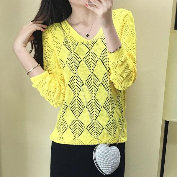 women's sweaters fashion short woman sweater black v neck yellow hollow out pullovers loose white ladies thin knitted women, White;black
women's sweaters fashion short woman sweater black v neck yellow hollow out pullovers loose white ladies thin knitted women, White;black