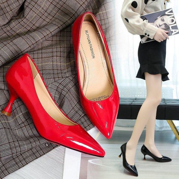 6.5cm high heels dress shoes patent leather women pumps pointed toe boat thin heeled office lady shoe yellow red 8874l, Black
6.5cm high heels dress shoes patent leather women pumps pointed toe boat thin heeled office lady shoe yellow red 8874l, Black