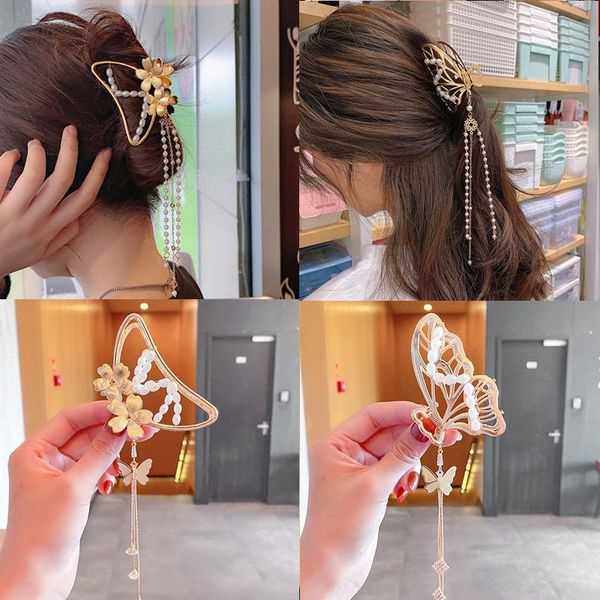 hair accessories korean metal flower claw for women butterfly pearl tassel crab clip woman elegant hairpins girls, Slivery;white
hair accessories korean metal flower claw for women butterfly pearl tassel crab clip woman elegant hairpins girls, Slivery;white