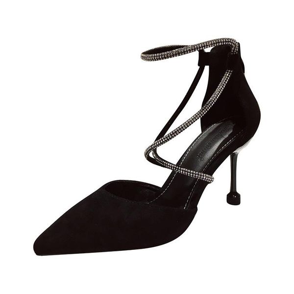 dress shoes pointed shallow high heels women's pumps solid suede rhinestone cross-tied strap summer sandals back zipper elegant, Black
dress shoes pointed shallow high heels women's pumps solid suede rhinestone cross-tied strap summer sandals back zipper elegant, Black