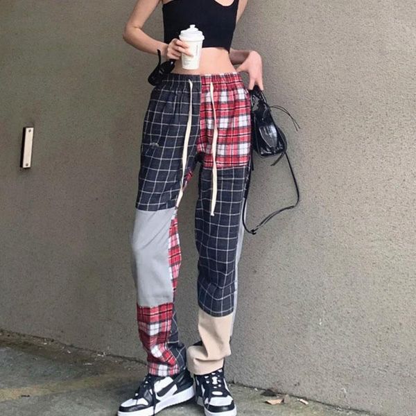 women's pants & capris mingliusili y2k trousers women 2021 autumn fashion splice plaid print streetwear hip hop trend loose casual clot, Black;white
women's pants & capris mingliusili y2k trousers women 2021 autumn fashion splice plaid print streetwear hip hop trend loose casual clot, Black;white