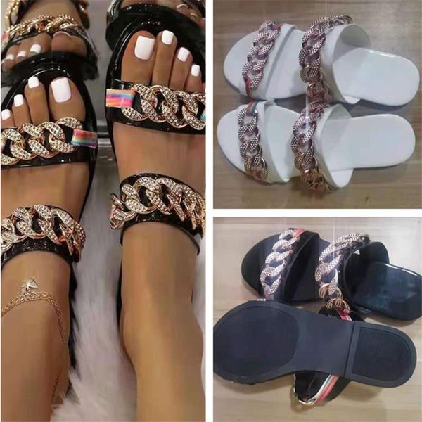slippers summer women's fashion products metal chain upper plus size flat outer wear casual soft sole lazy beach slides, Black
slippers summer women's fashion products metal chain upper plus size flat outer wear casual soft sole lazy beach slides, Black