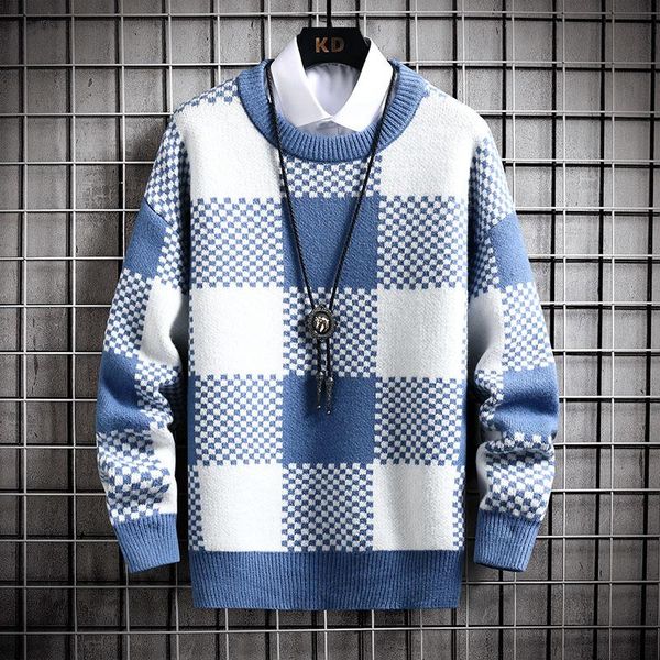 men's sweaters 2021 winter plaid sweater men knitted christmas jumper long sleeve loose mens male knitwear handsome pullovers, White;black
men's sweaters 2021 winter plaid sweater men knitted christmas jumper long sleeve loose mens male knitwear handsome pullovers, White;black