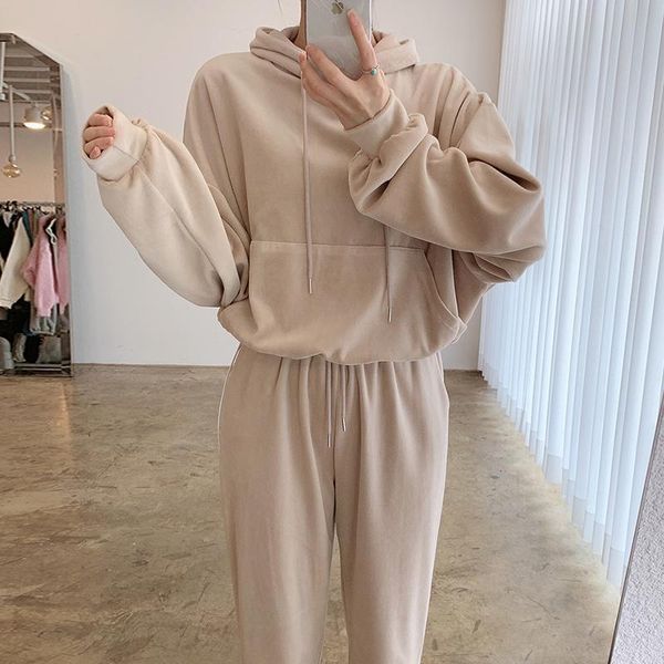 women's two piece pants korea chic early autumn wild big pocket loose long-sleeved hooded sweater + high waist casual trousers sports s, White
women's two piece pants korea chic early autumn wild big pocket loose long-sleeved hooded sweater + high waist casual trousers sports s, White